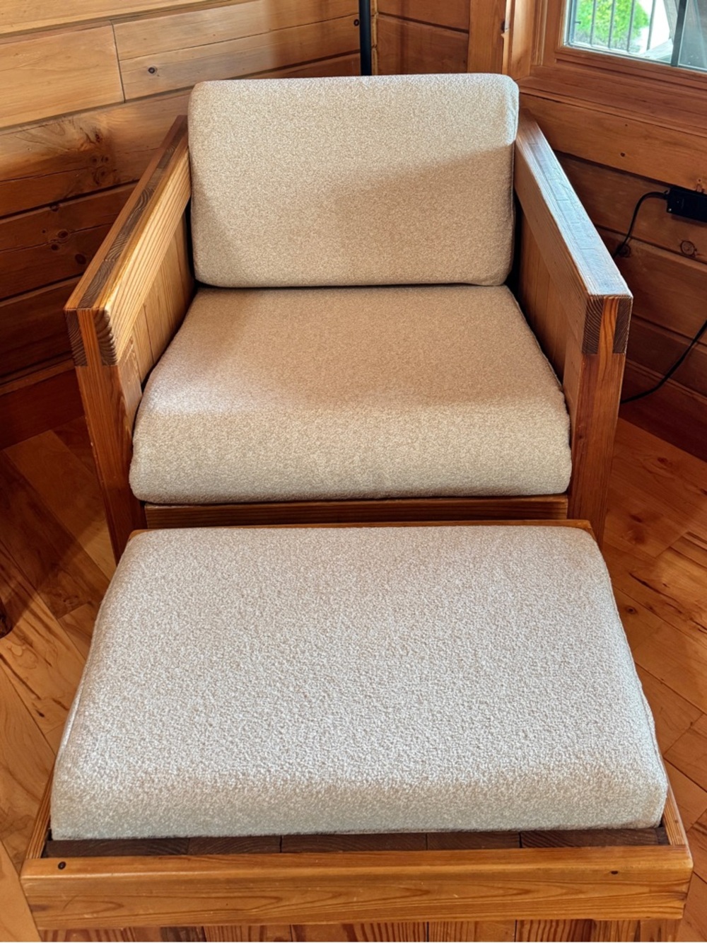“This End Up” Custom Made “Classic” Style Chair & Ottoman Slipcover in Oatmeal - Picture 6 of 9